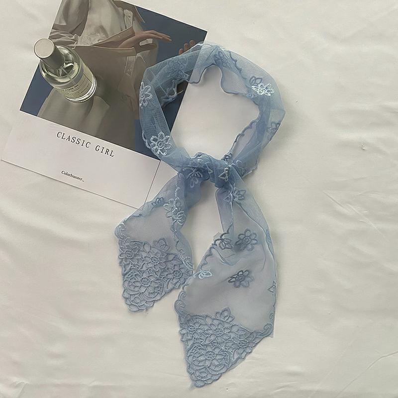 Streamer Small Scarf Embroidered Lace Tie Head Silk Scarf Hairband