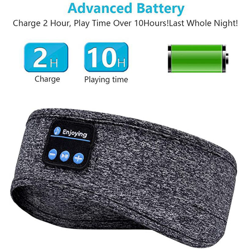 Wireless Bluetooth Headband Sleeping Eye Mask Headphones Headset Music Sports - Grey