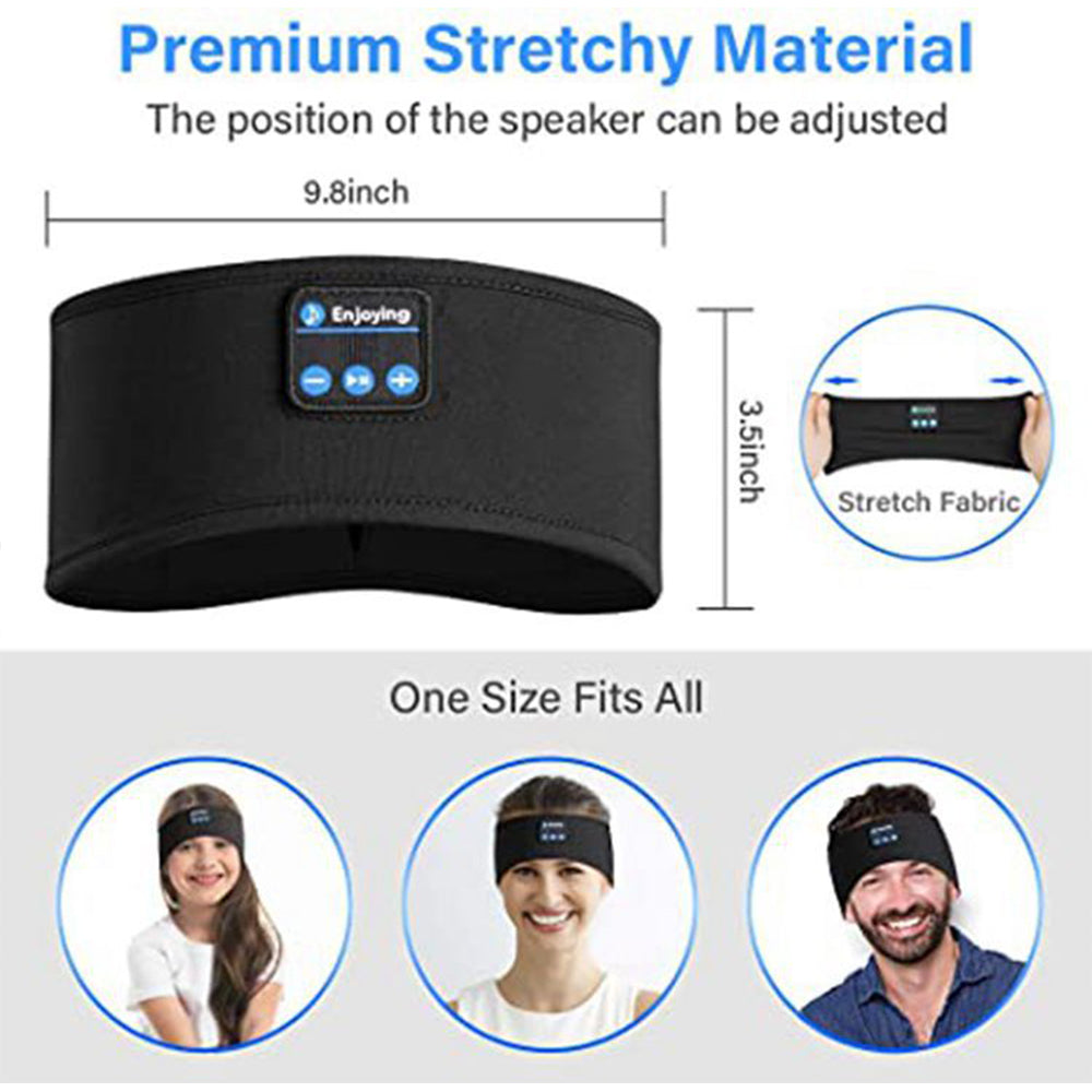 Wireless Bluetooth Headband Sleeping Eye Mask Headphones Headset Music Sports - Grey