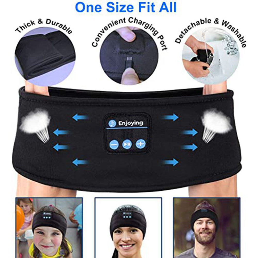 Wireless Bluetooth Headband Sleeping Eye Mask Headphones Headset Music Sports - Grey