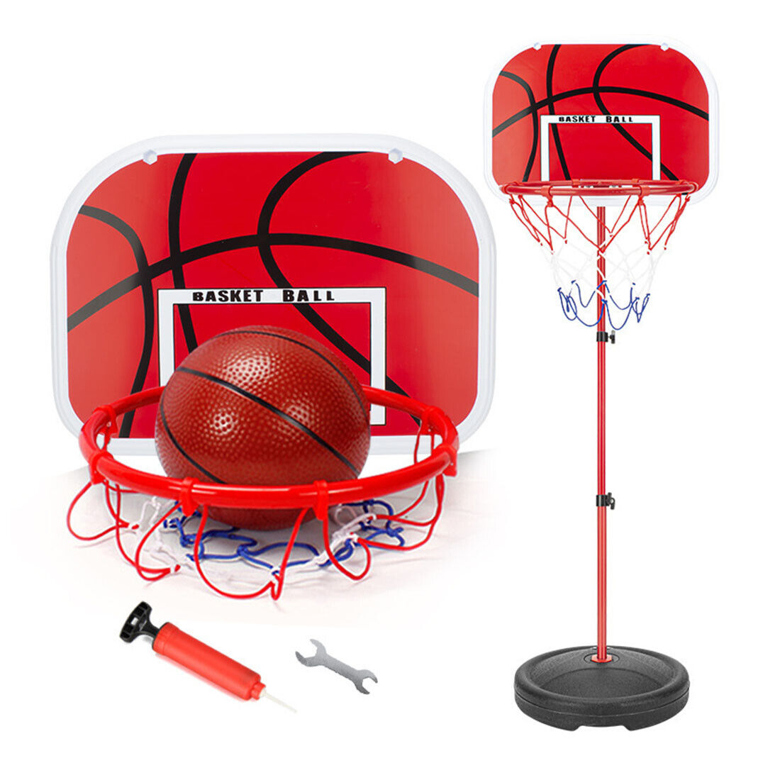180cm High Free Adjustable Standing Basketball Hoop Net Backboard Stand Set